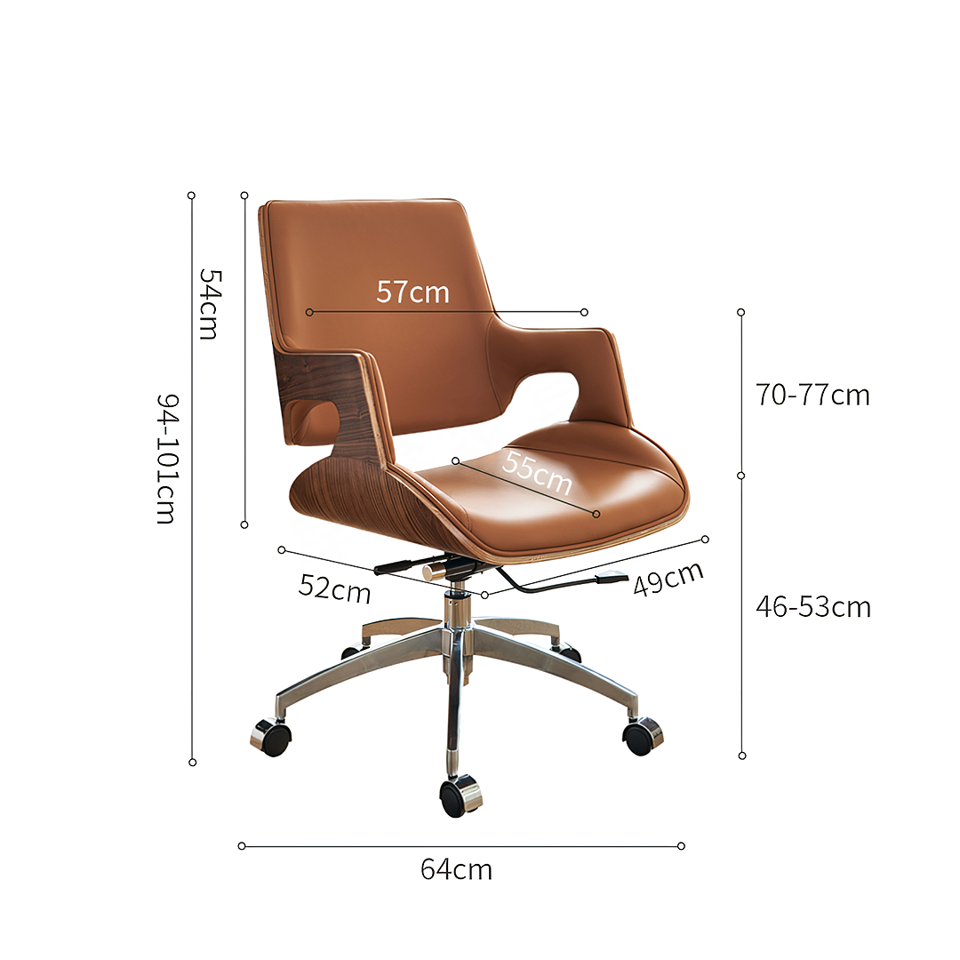 Drake Office Chair, Tan Leather, Reclining & Swivel-Weilai Concept-Weilai Concept