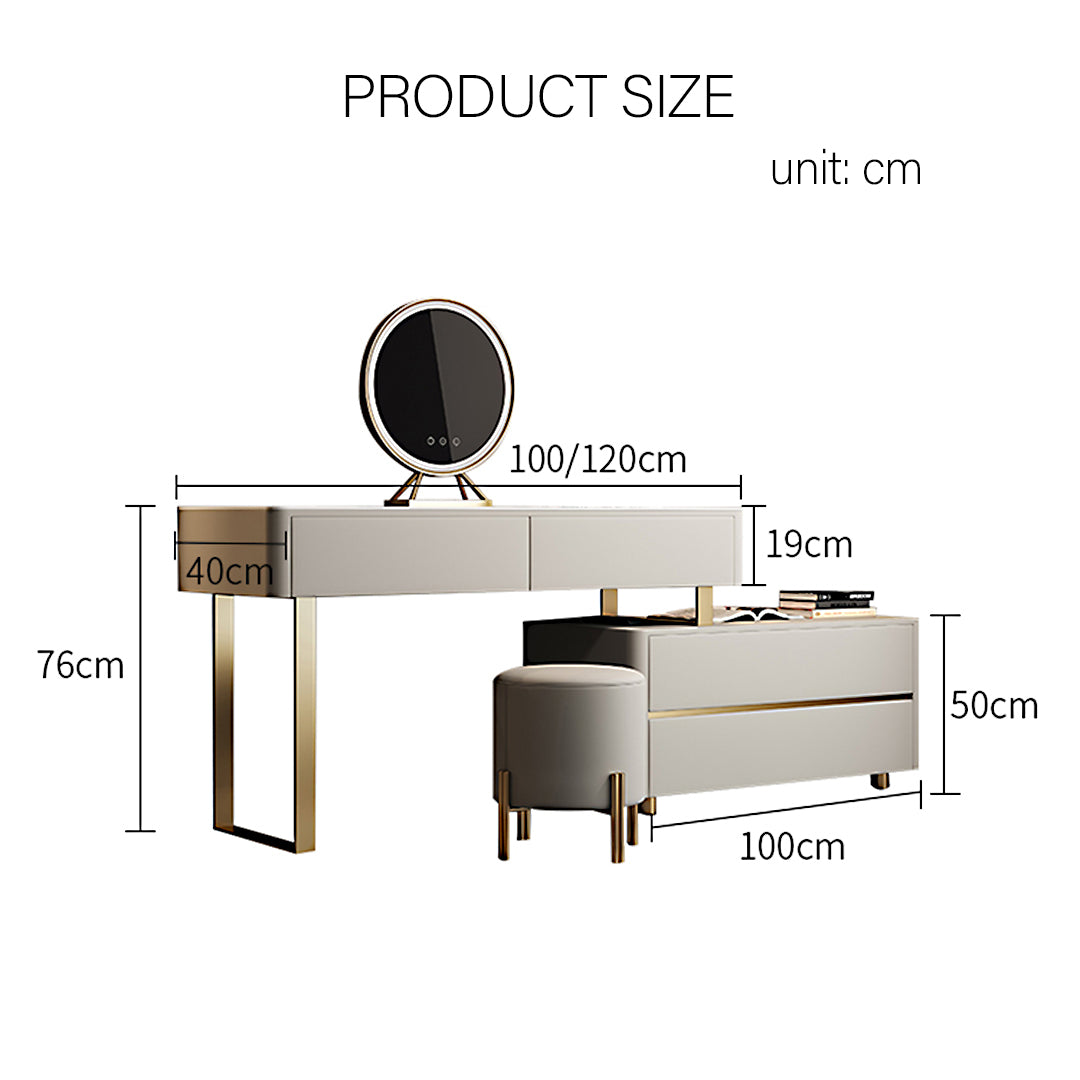 Davidson Dressing Table With LED Mirror, Extendable, Corner Dressing Table
