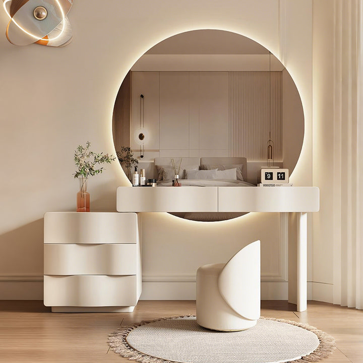 Radcliffe Dressing Table With Large LED Mirror, Cream-Weilai Concept
