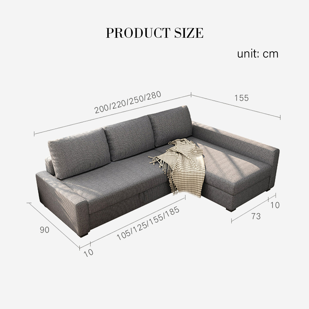 Edwards Three Seater Corner Sofa Bed With Storage, Linen-Weilai Concept-Weilai Concept