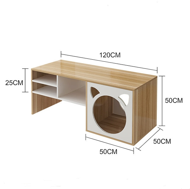 Mesa de centro Marioni con casita para mascotas, madera 
