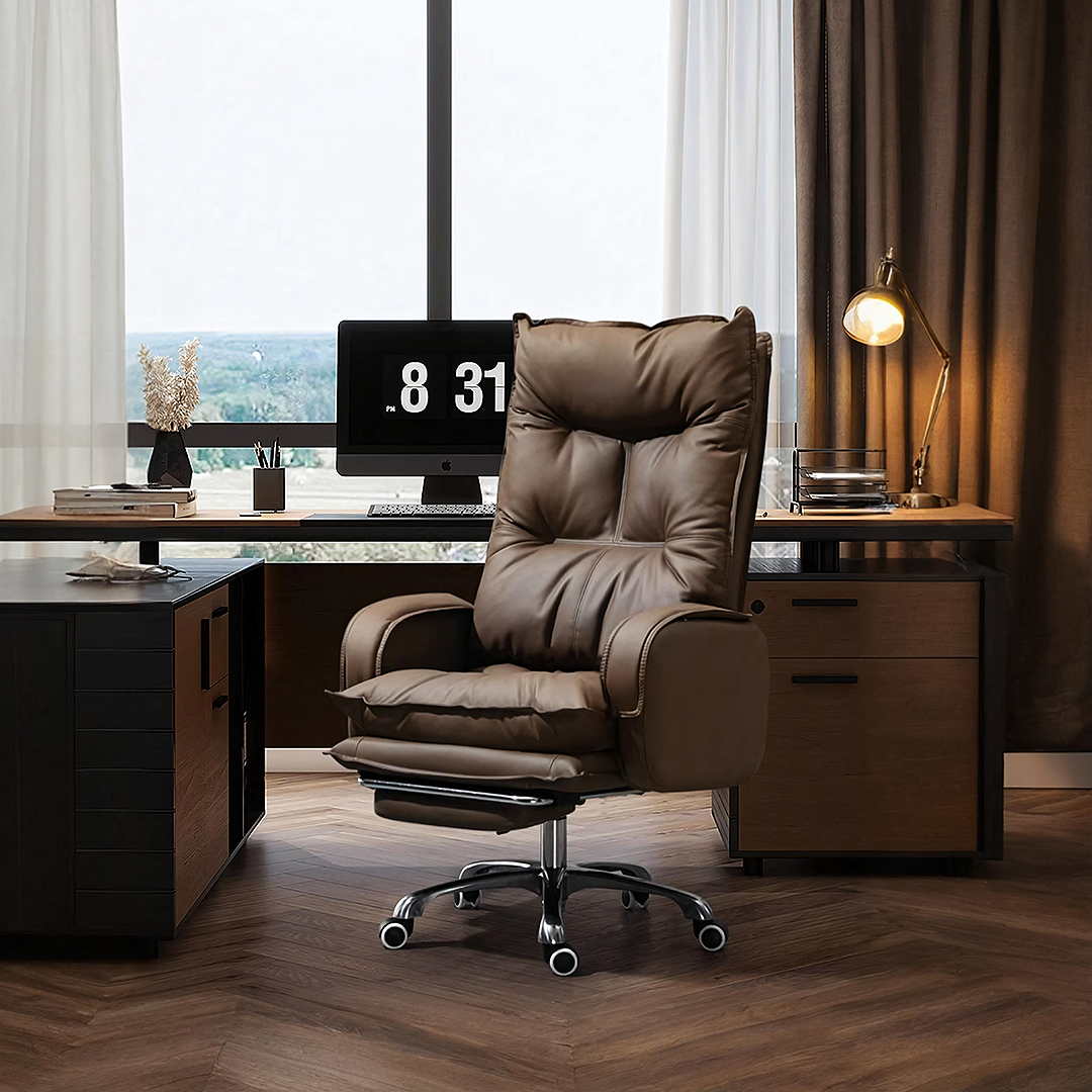 Fauteuil de bureau inclinable Manaia avec repose-pieds et pivotant 