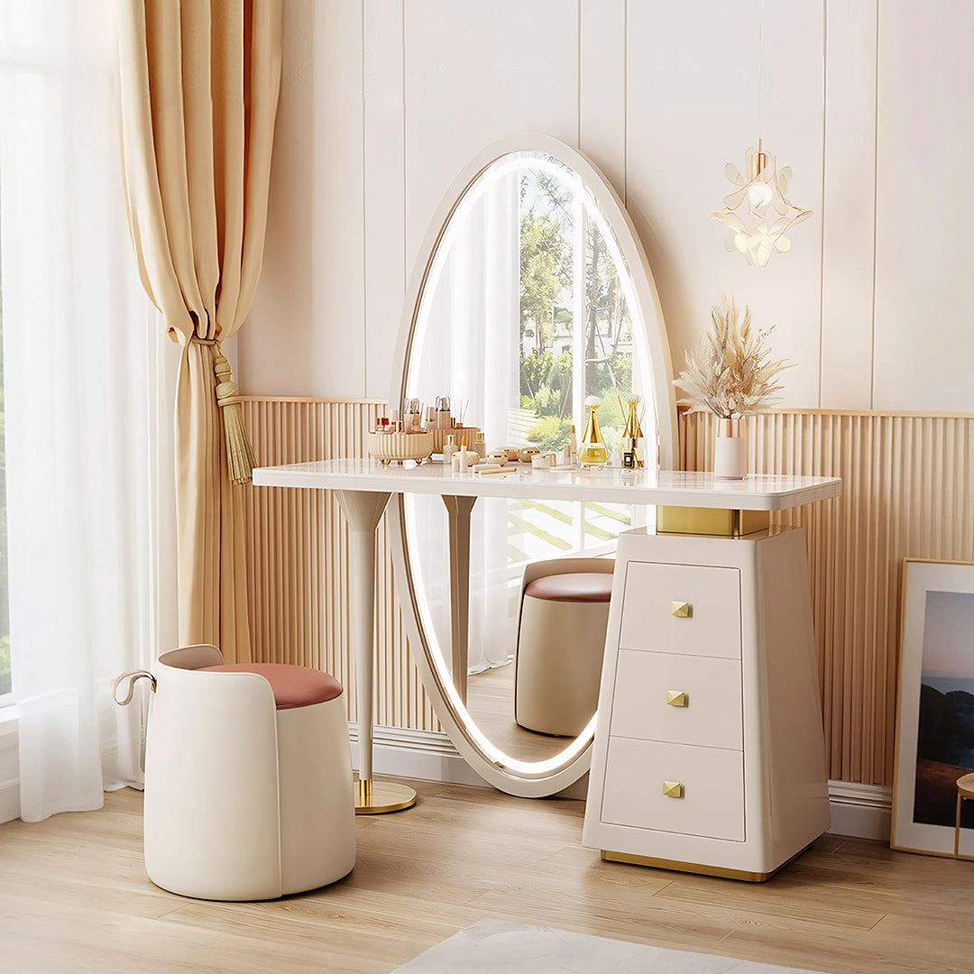 Charlotte Dressing Table With Full Length LED Mirror, Cream-Weilai Concept-Weilai Concept