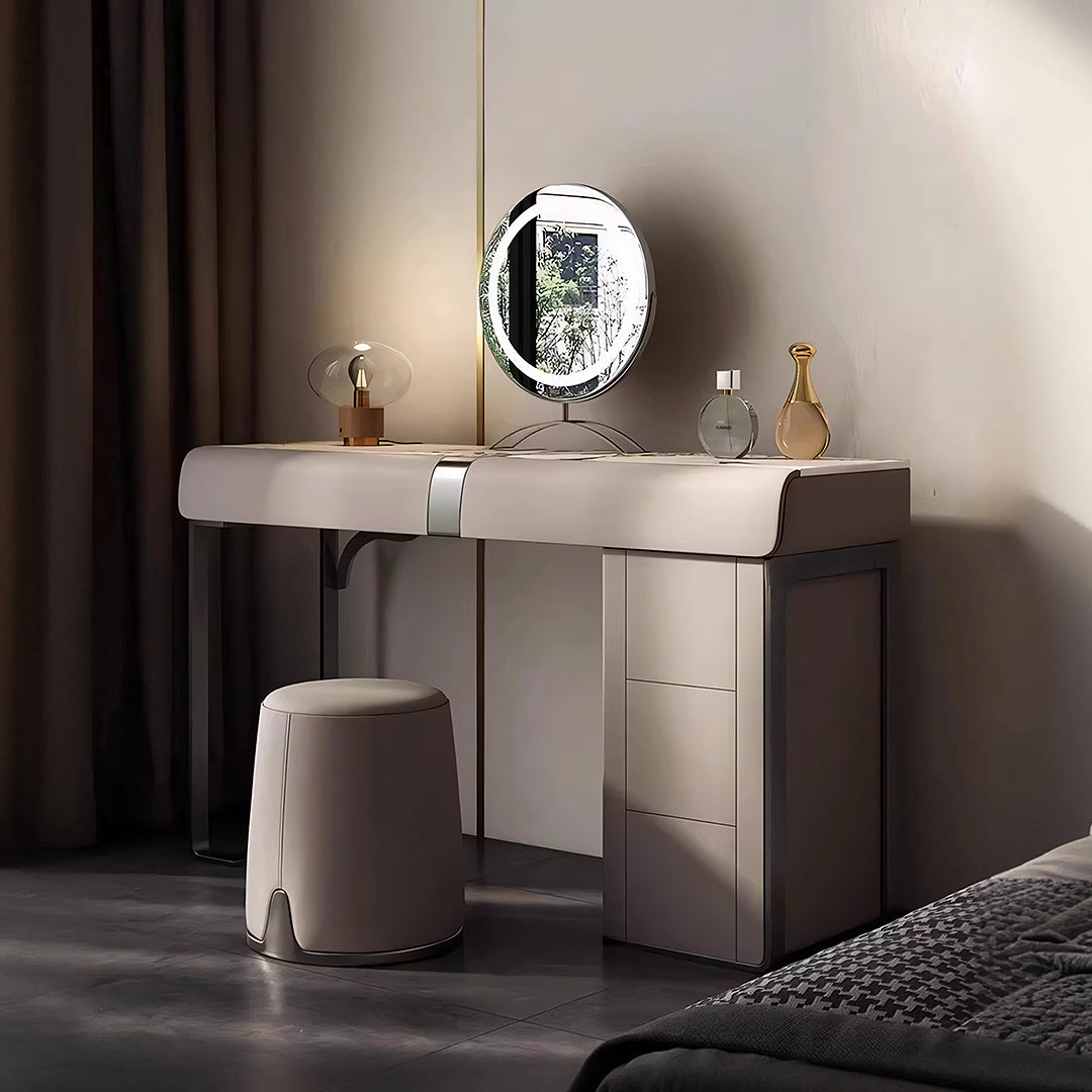 Nisha Dressing Table, Vanity Table With LED Mirror-Weilai Concept-Weilai Concept