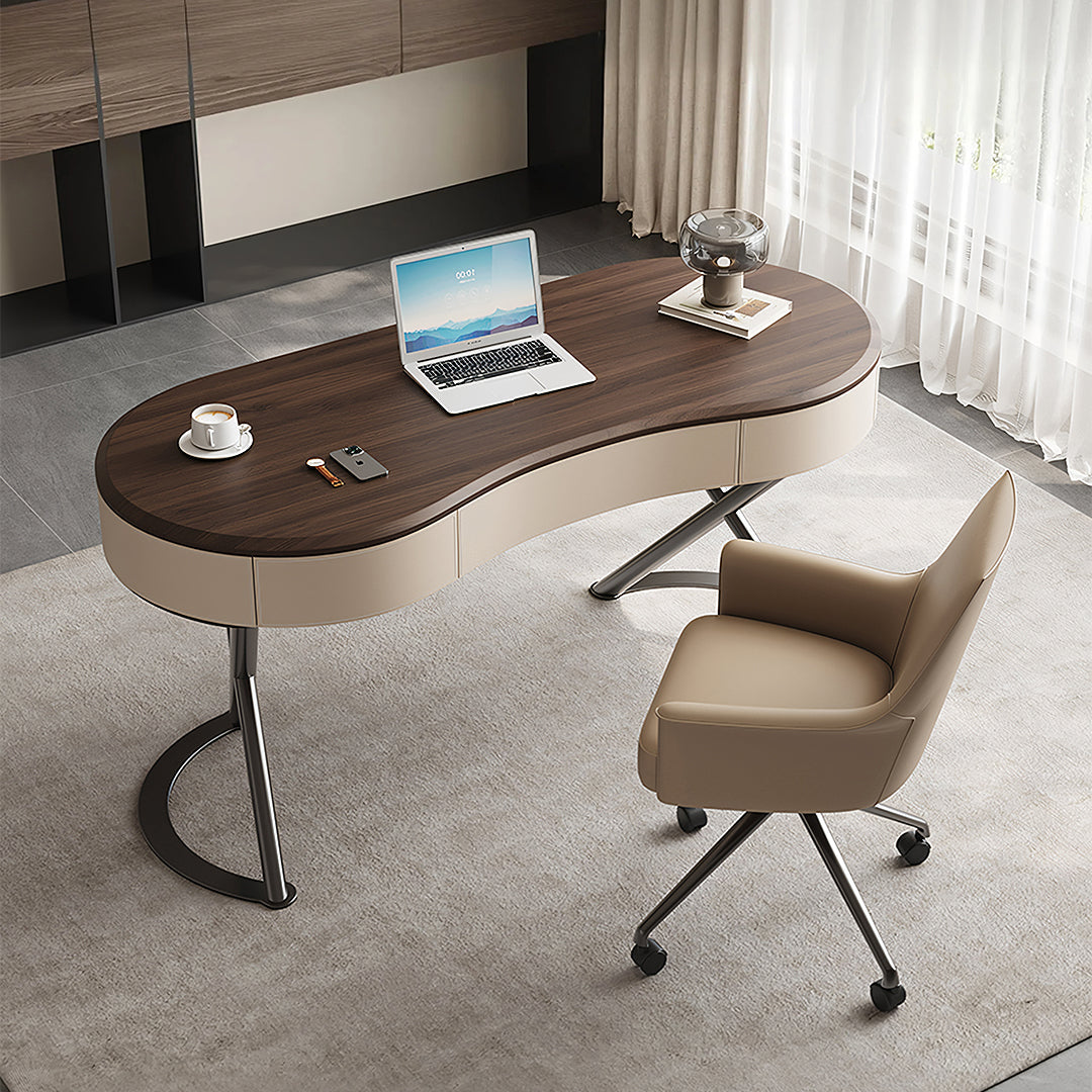 Chika Modern Office Desk For Home, Curved Office Desk, Wood-Weilai Concept-Weilai Concept