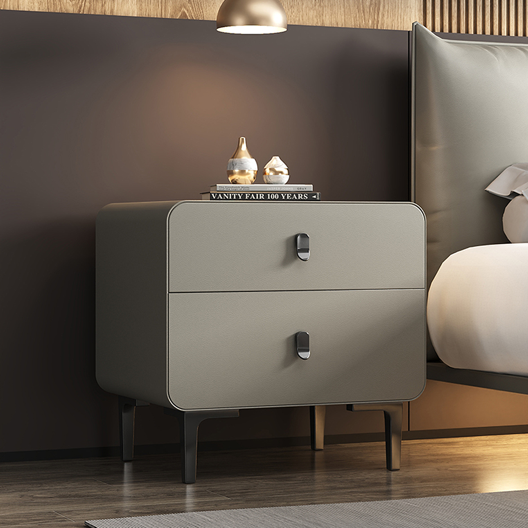 Valeria Bedside Table In Grey, Wood – Weilai Concept