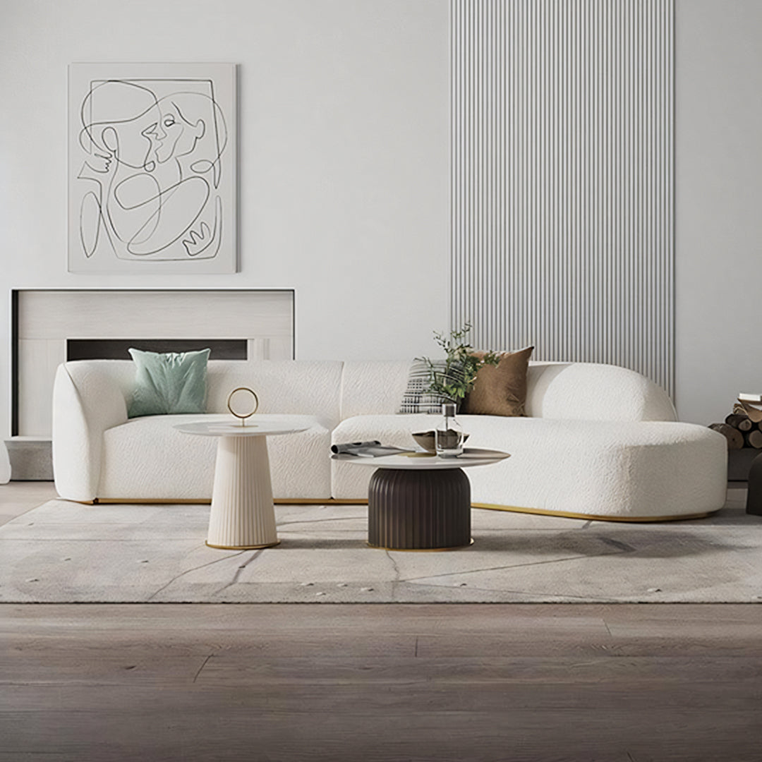 Welby Three Seater Curved Sofa, White