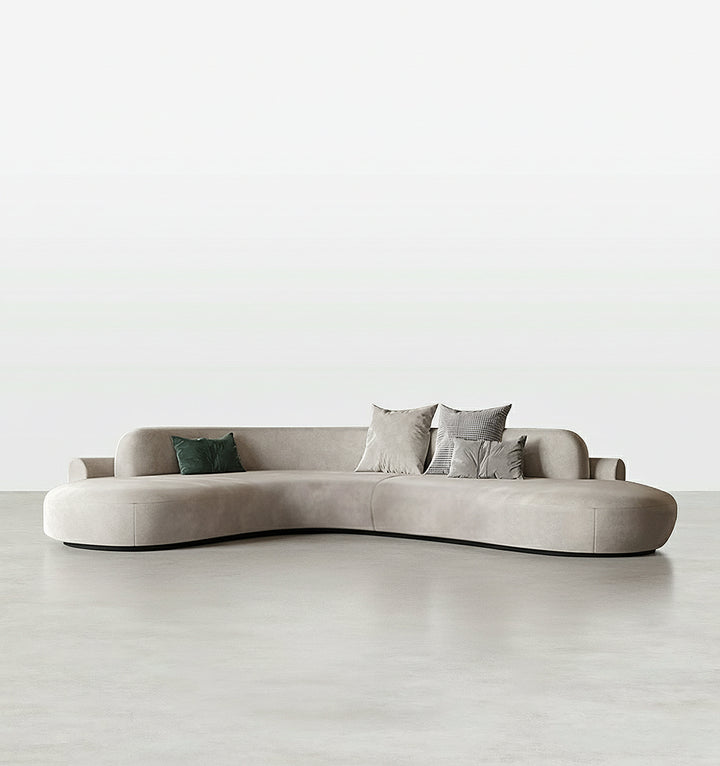 Cosima Grey Four Seater, Five Seater Curved Sofa, Long Sofa, Velvet - curved modular sofa
