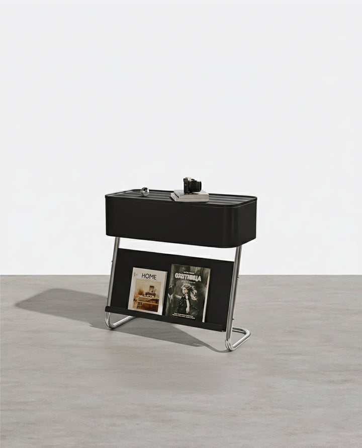 Nikolas Side Table With Storage, Black-Weilai Concept