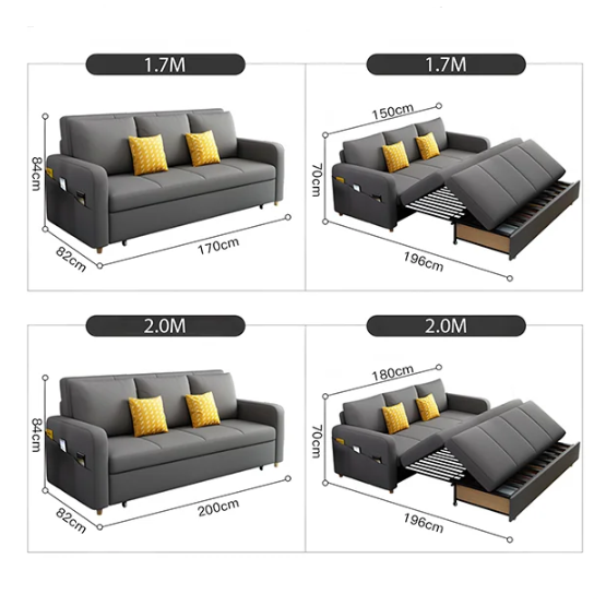 Gabriel Two Seater Sofa Bed, 2m Dark Grey For Display With Damage-Weilai Concept-Weilai Concept