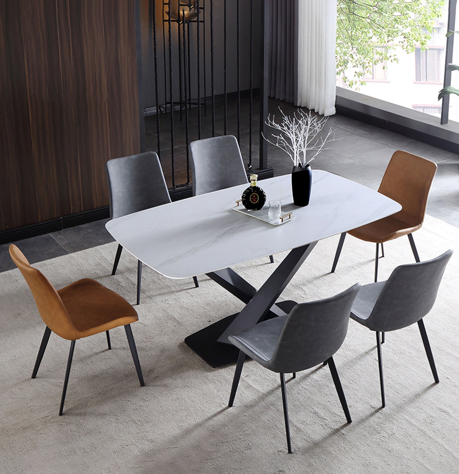 Sanders Dining Table, Sintered Stone, Grey 160cm, Clearance-Weilai Concept-Weilai Concept