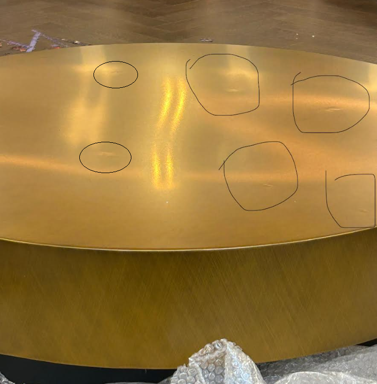 Gold Nesting Coffee Table, Gold 100cm/65cm For Display With Dents On Top