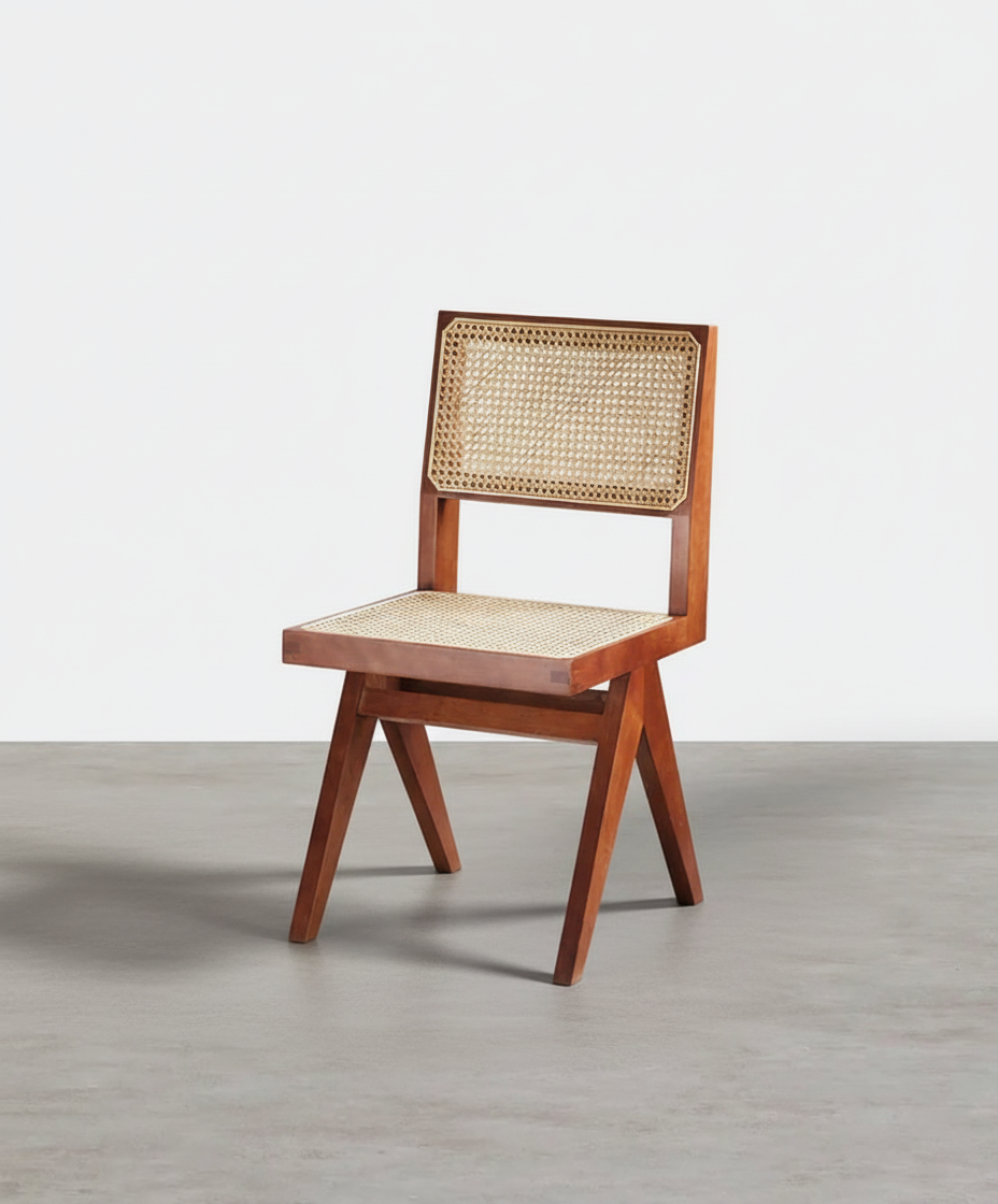 Silla de comedor caribeña de ratán, roble 