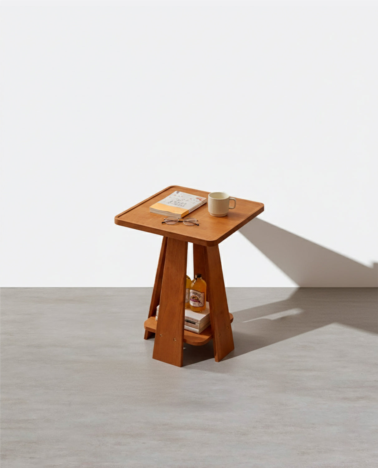 Eva Dne Side Table With Storage, Solid Wood