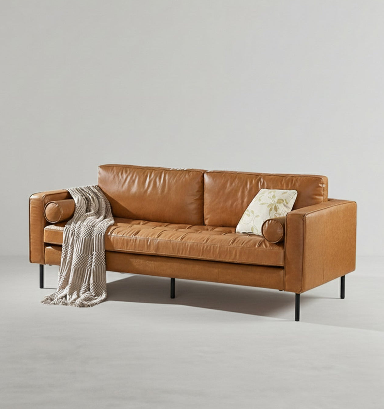 Canapé minimaliste deux ou trois places en cuir véritable 