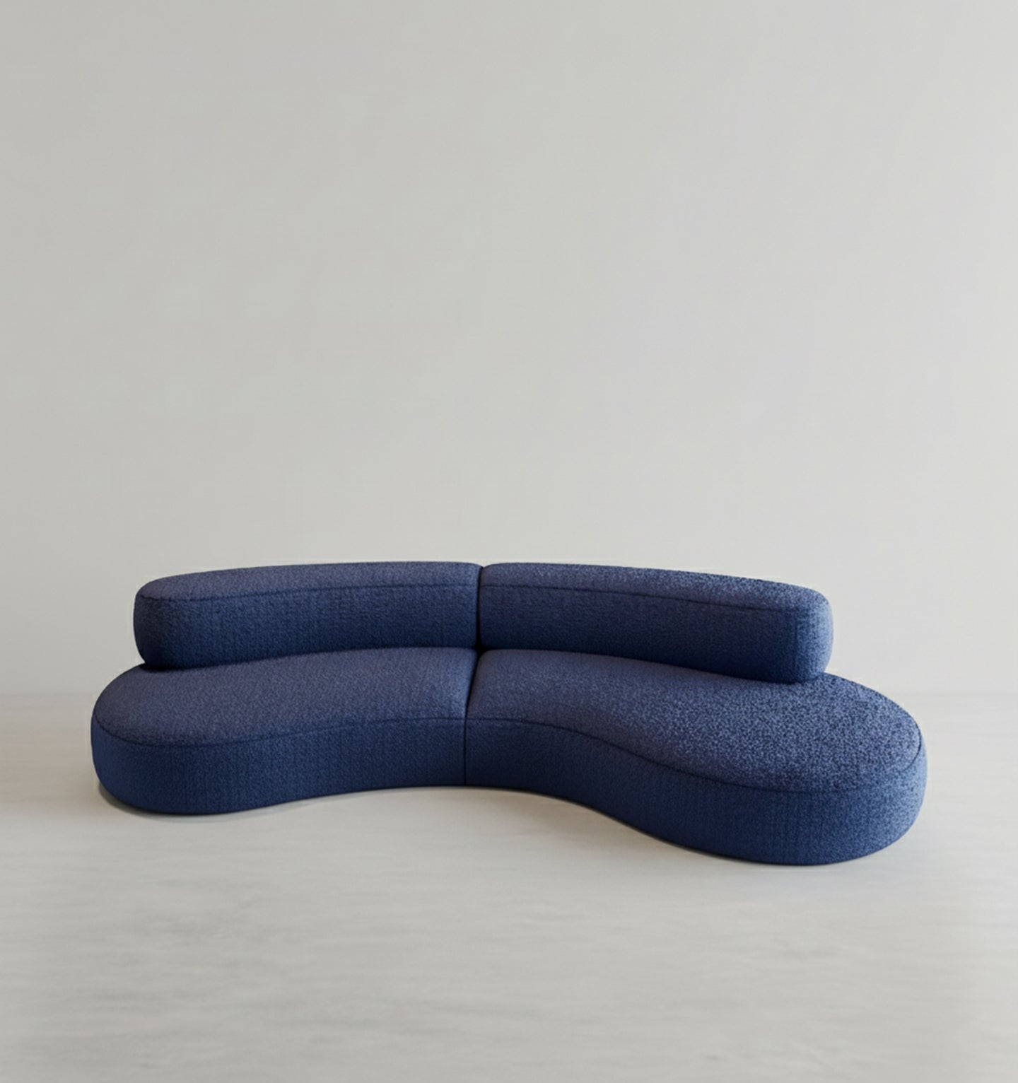 Selim Three Seater Curved Sofa, Modular Sofa, Blue