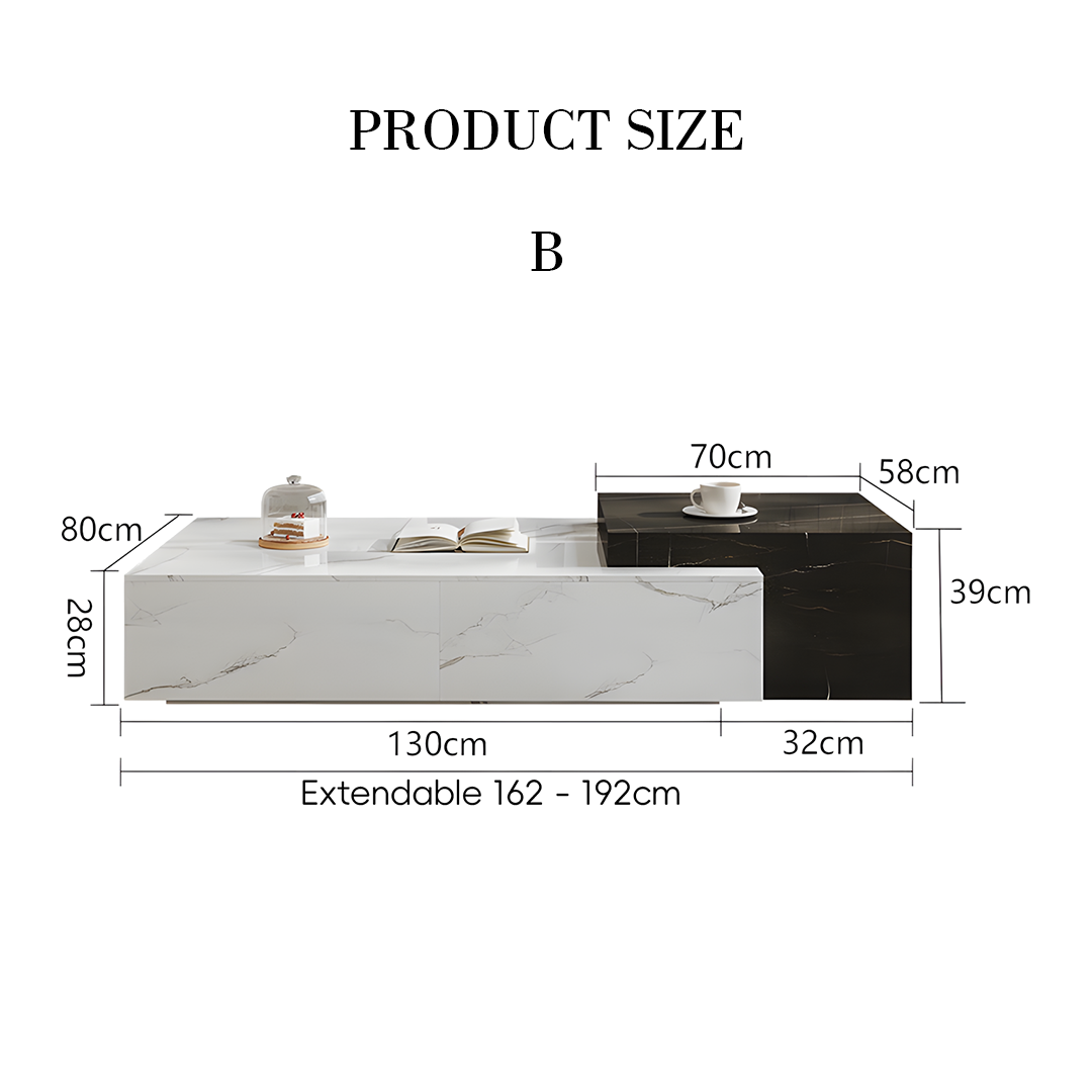 Mesa de centro rectangular apilable Erato, extensible 