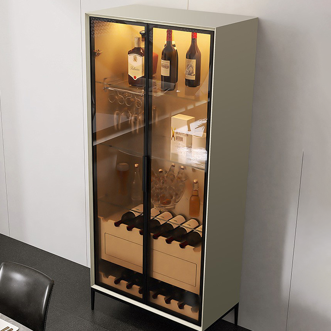 Delfina Wine Cabinet, Cabinet With Wine Rack, Light Grey Wood-Weilai Concept-Weilai Concept