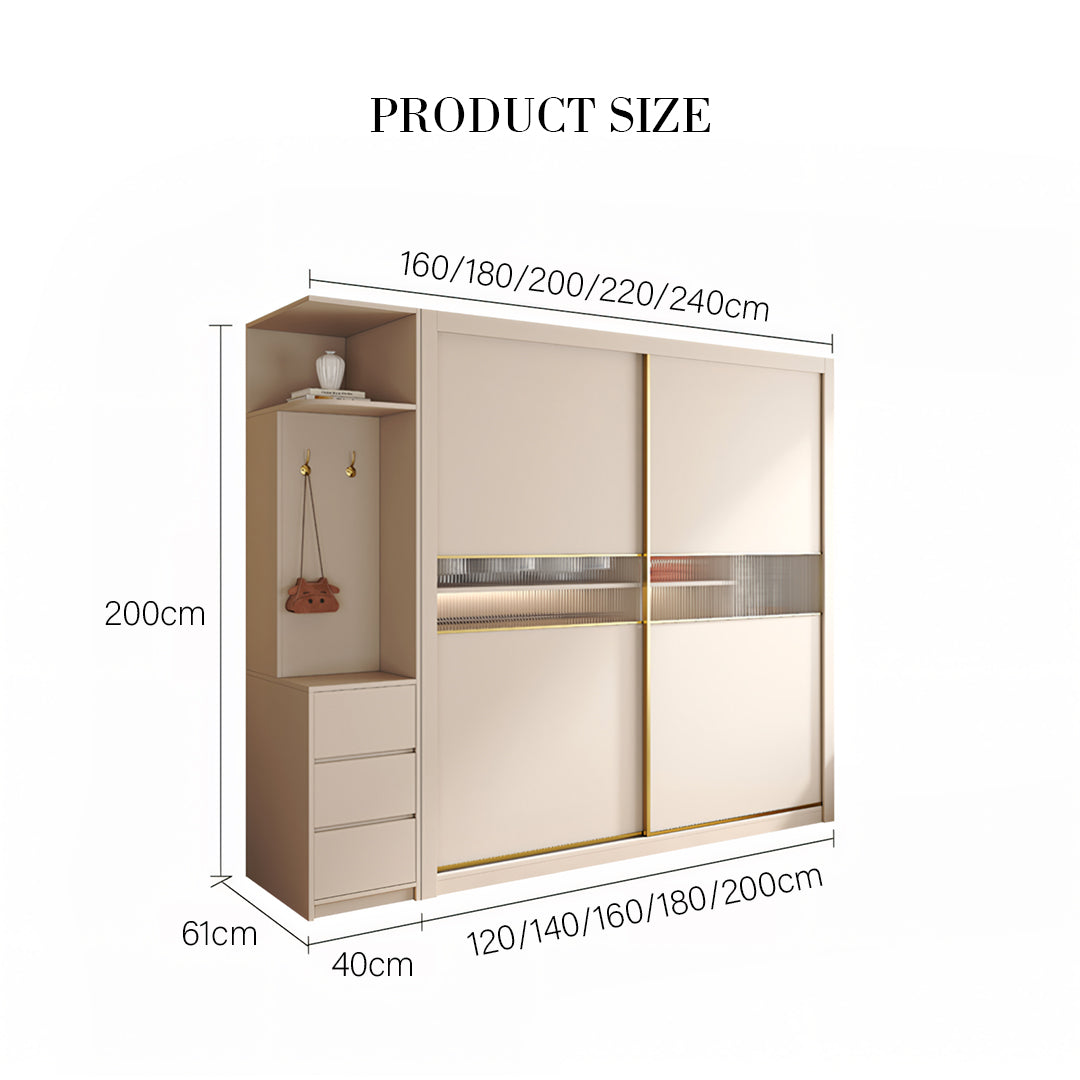 Jansen Sliding Door Wardrobe, Cream