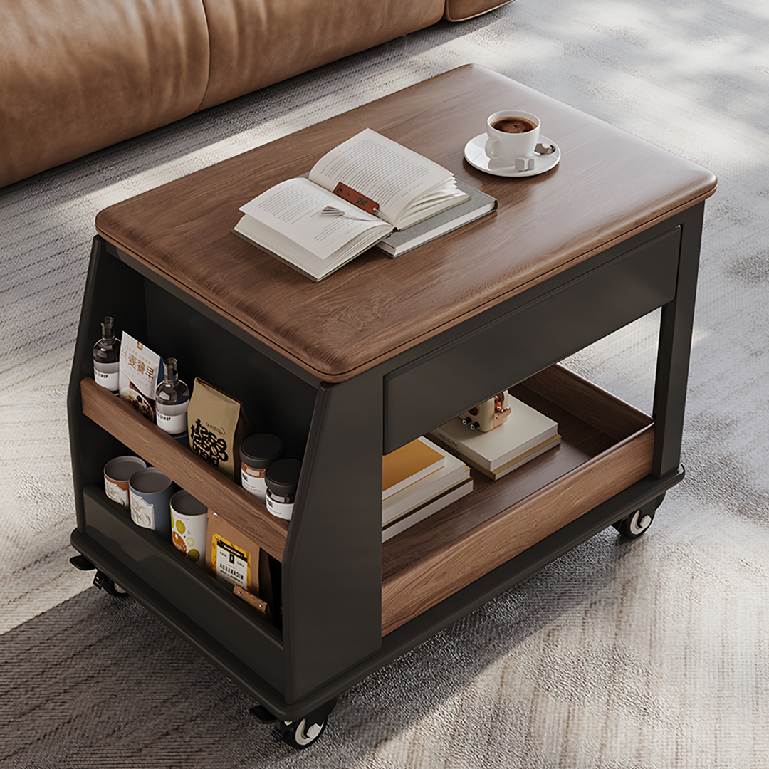 Ariana Lift Up Table, Foldable Coffee Table With Storage & Casters-Weilai Concept-Weilai Concept