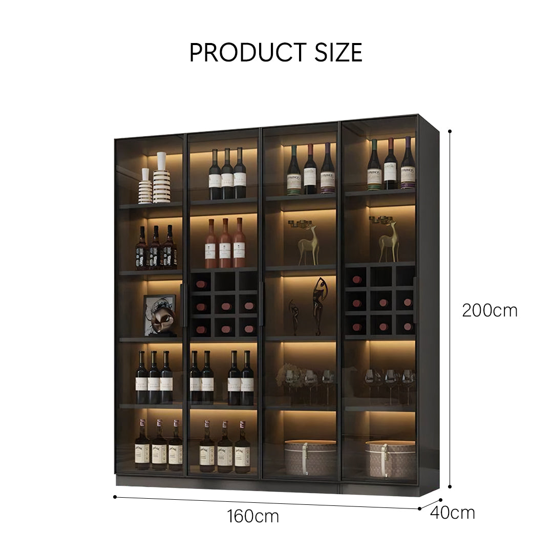 Hampshire I Wine Cabinet, Wine Storage With Glass Doors & Lights-Weilai Concept-160cm-Weilai Concept