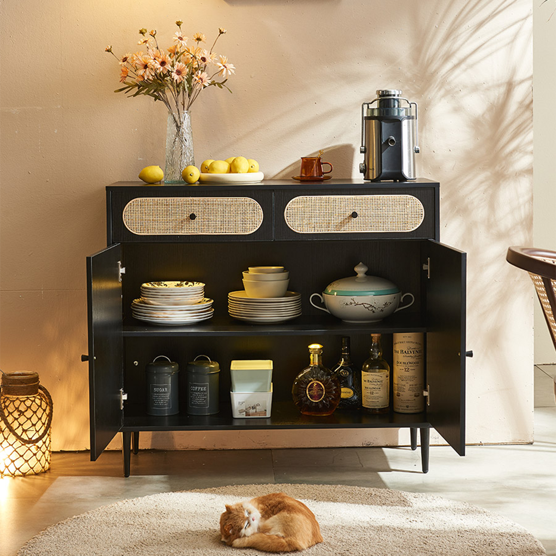 Barbary Rattan Sideboard, Black