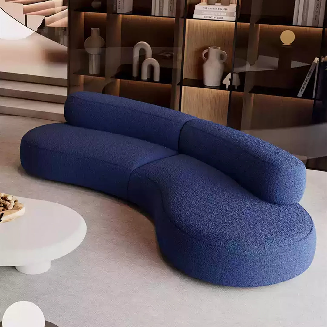 Selim Three Seater Curved Sofa, Modular Sofa, Blue