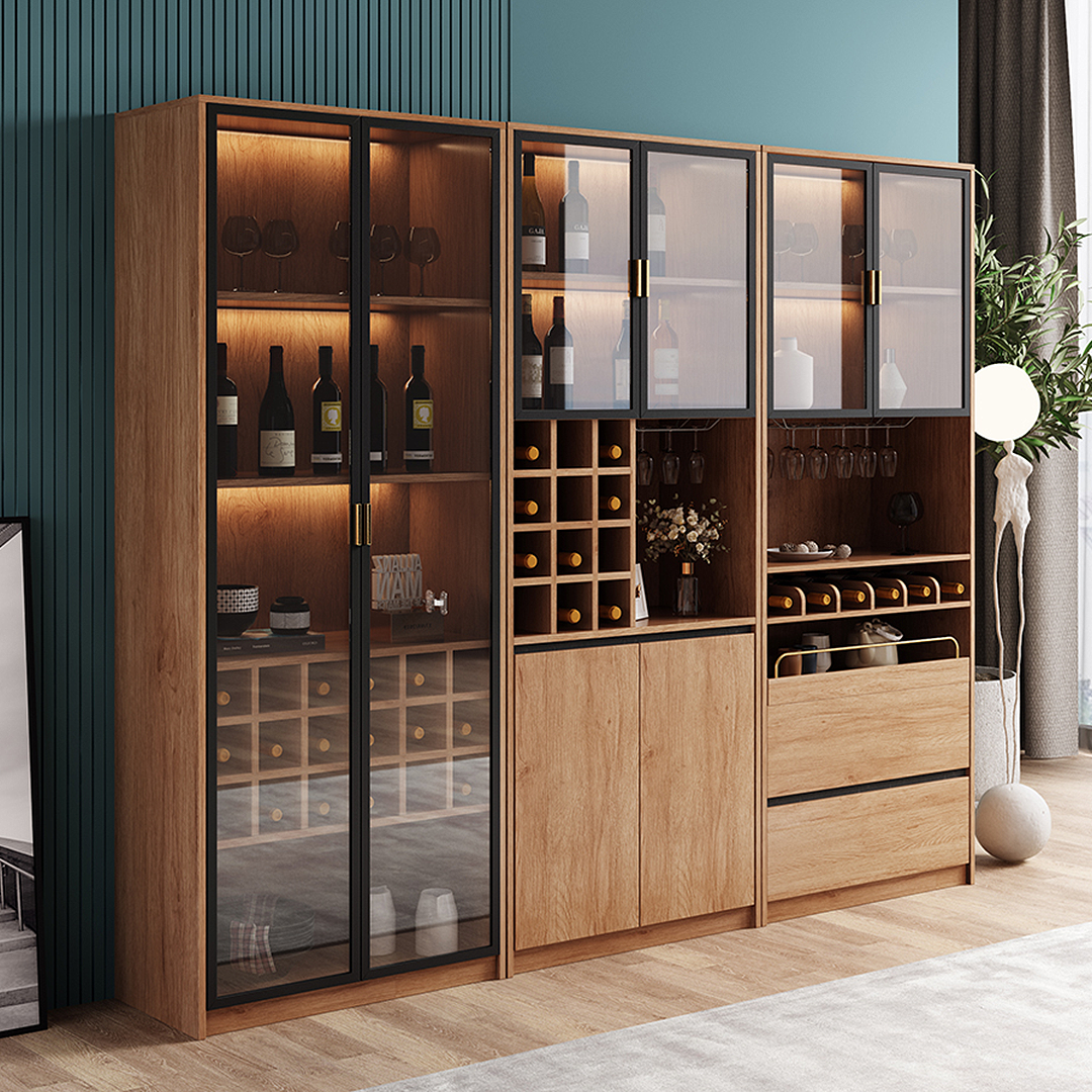 Miranda Tall Wine Cabinet, Solid Wood-Weilai Concept-Weilai Concept