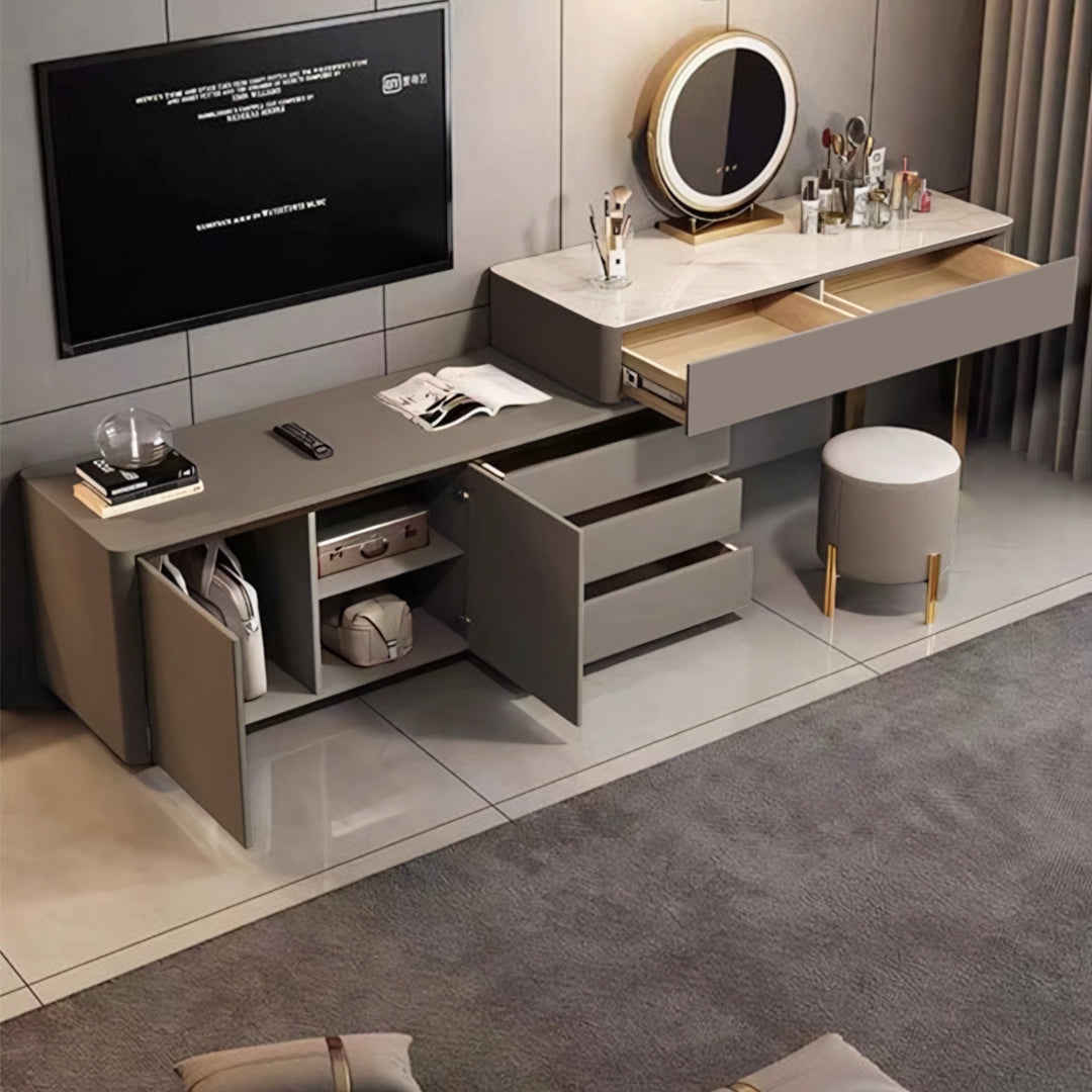 Dempsey Dressing Table With Sideboard, Extendable, Corner Dressing Table-Weilai Concept-Weilai Concept