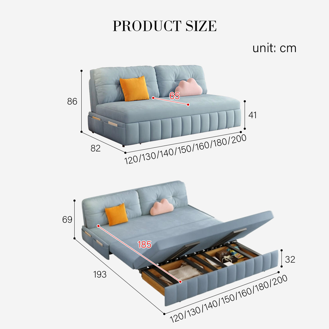 Mehta Single Seater Sofa Bed, Two Seater Sofa Bed, Blue-Weilai Concept-Weilai Concept