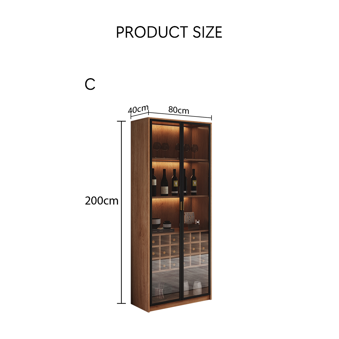 Miranda Tall Wine Cabinet, Drink Cabinet, Solid Wood-Weilai Concept