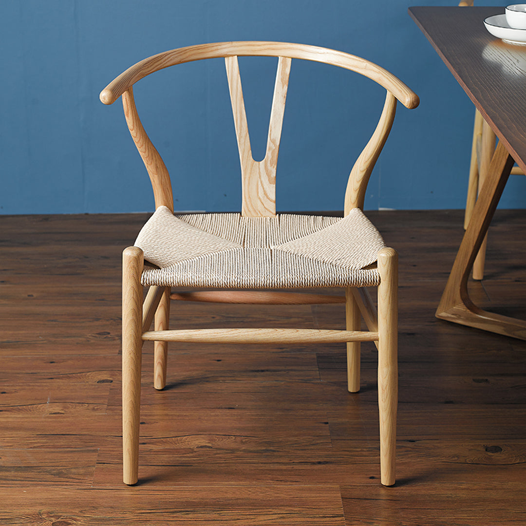 Gupta Dining Chair, Solid Wood & Rattan, Oak-Weilai Concept-Weilai Concept