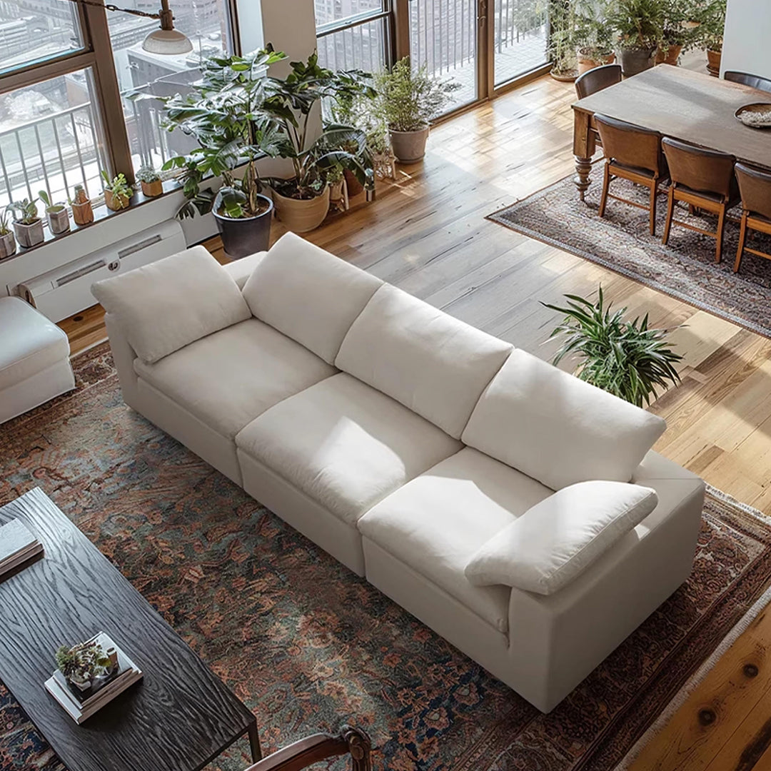 Farid Two Seater, Three Seater Sofa, Modular Sofa, White Linen