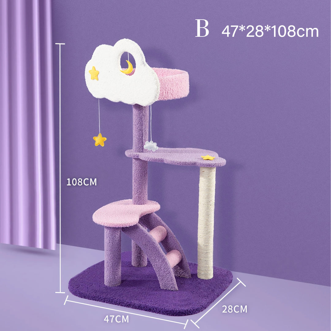 Díaz Cat Climber, Cat Tree, Coral Fleece, Purple-Weilai Concept-Weilai Concept