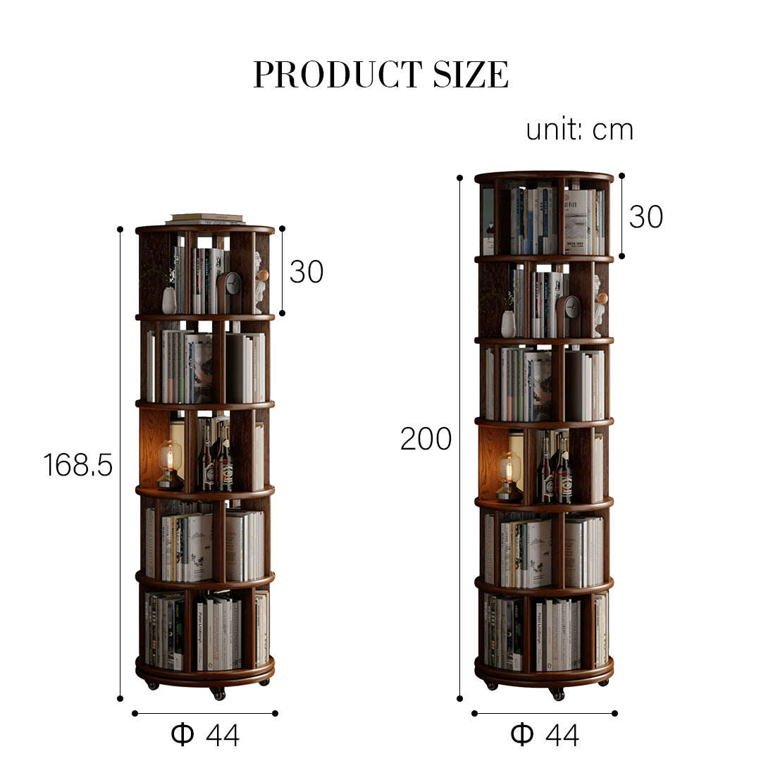 Stojanovic Round Rotating Bookshelf, Corner Bookshelf With Castors