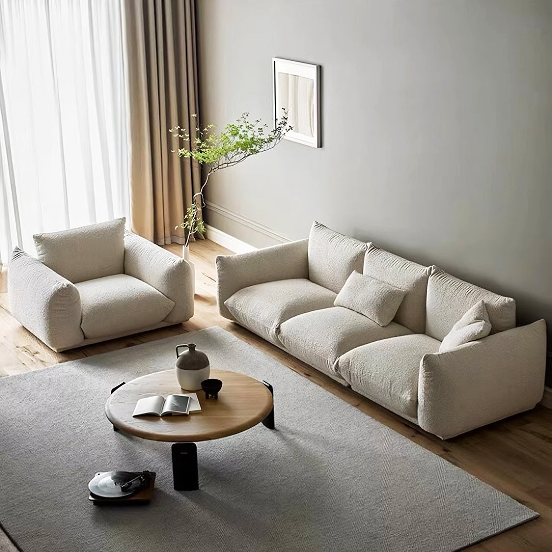 Isabella Two Seater, Three Seater Sofa, Boucle Or Velvet, White-Weilai Concept-Weilai Concept