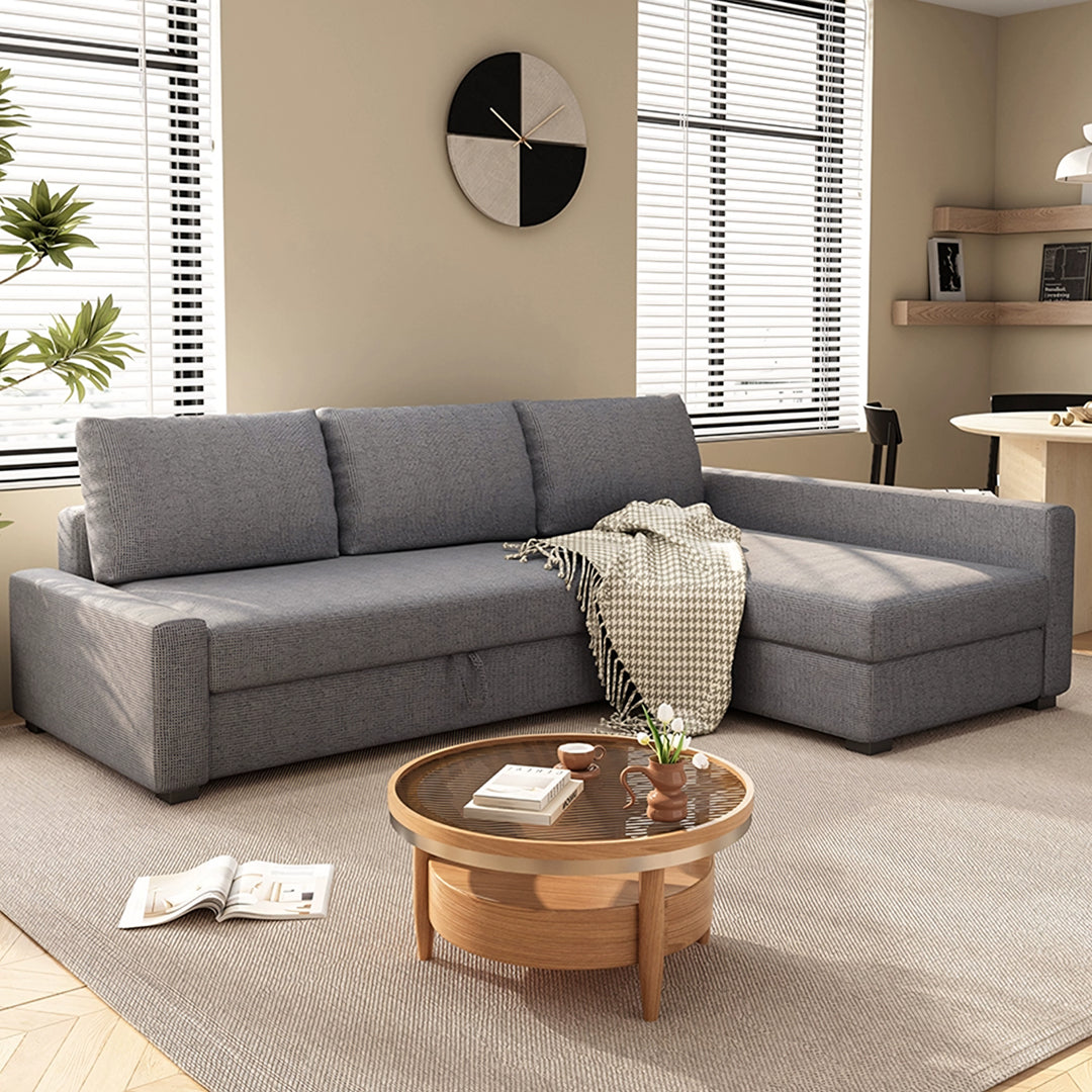 Edwards Three Seater Corner Sofa Bed With Storage, Linen-Weilai Concept-Weilai Concept