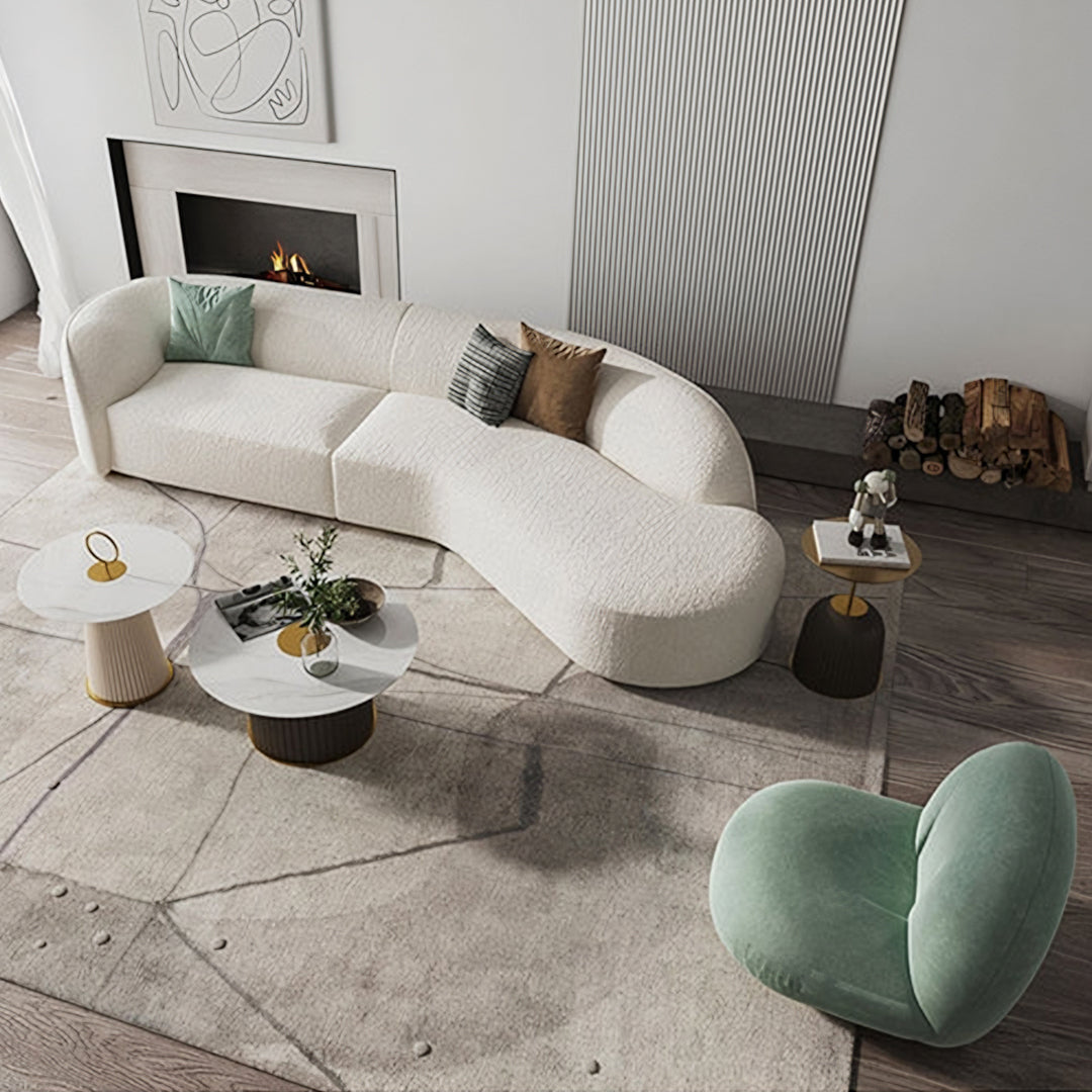 Welby Three Seater Curved Sofa, White