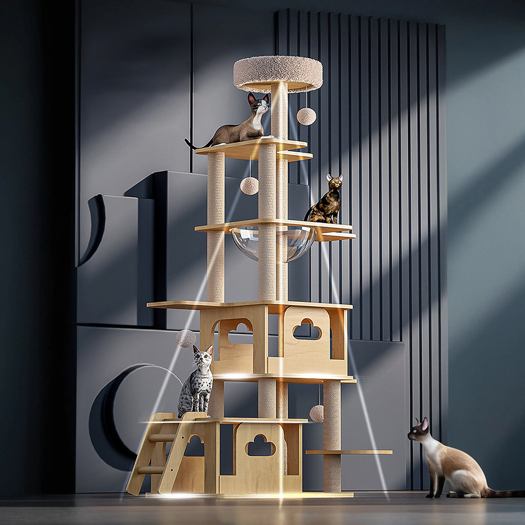 Jago Cat Climber, Wood Cat Tree, Oak-Weilai Concept-Weilai Concept