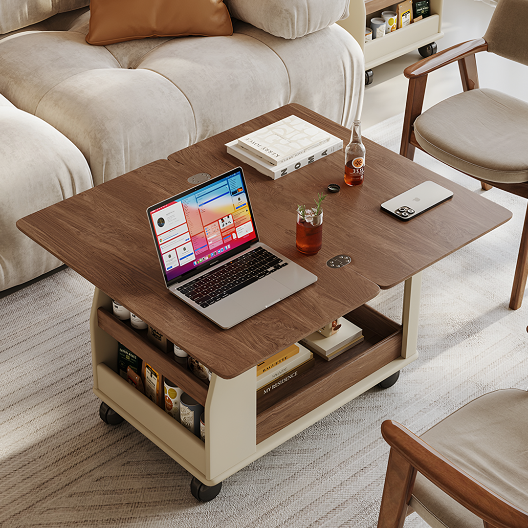 Ruiz Small Coffee table, Lift Up Coffee Table With Storage & Casters-Weilai Concept-Weilai Concept