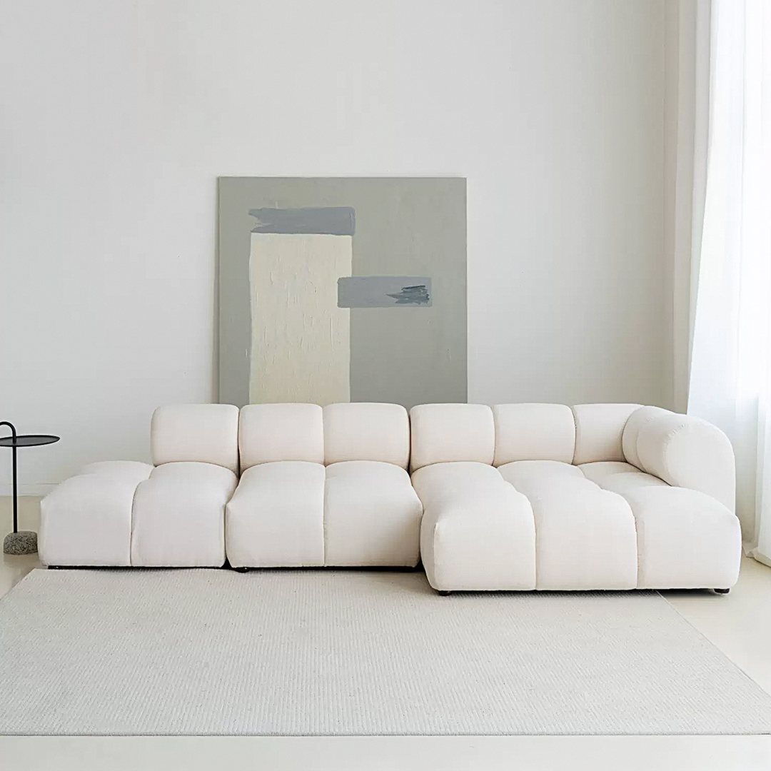 Lysander Velvet Module Three Seater Sofa, White