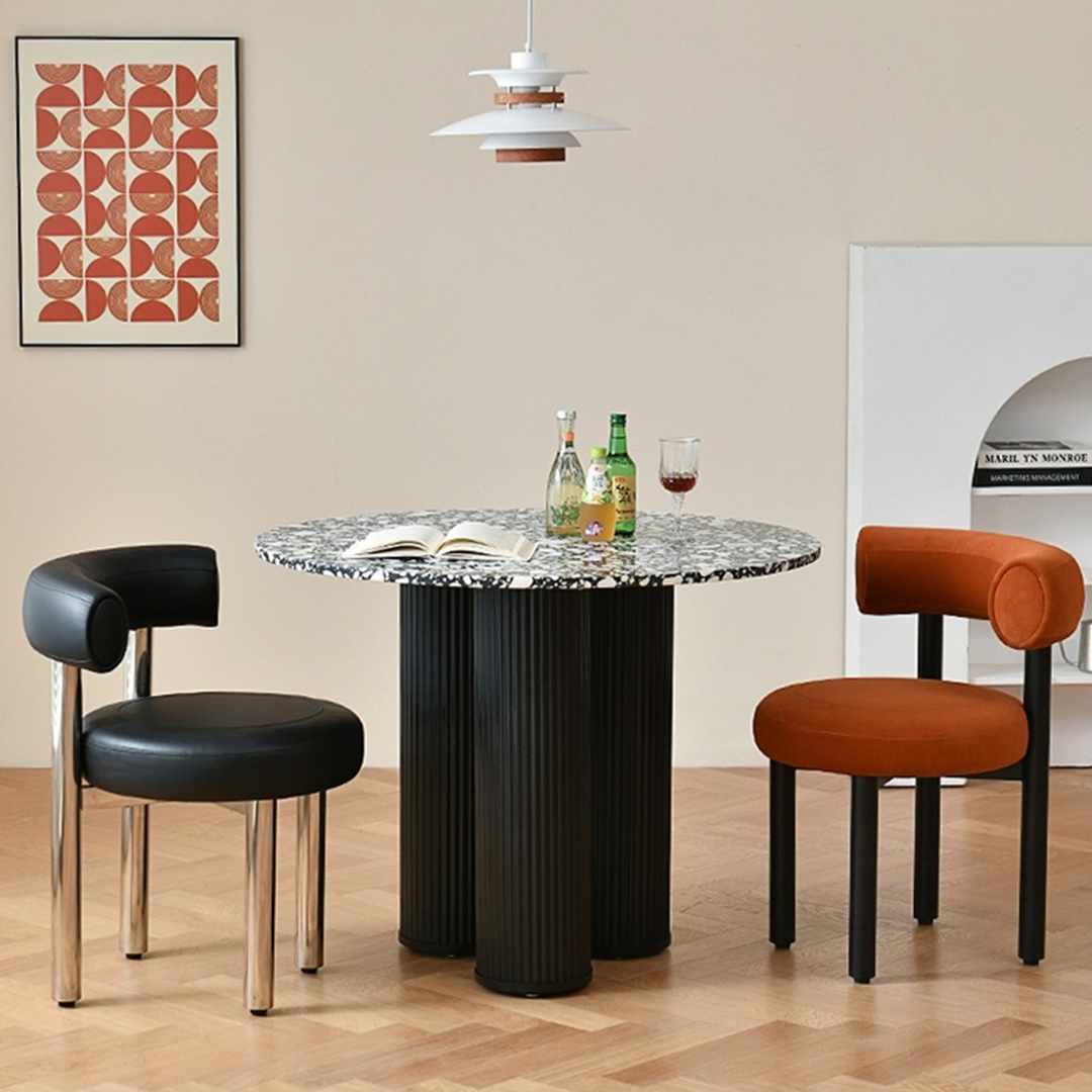 Table de salle à manger ronde moderne Nelli, marbre 