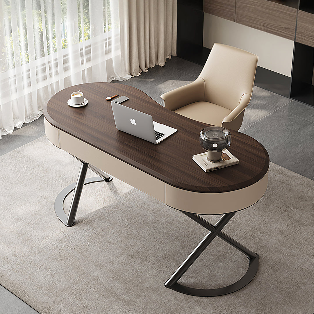 Chika Modern Office Desk For Home, Curved Office Desk, Wood-Weilai Concept-Weilai Concept