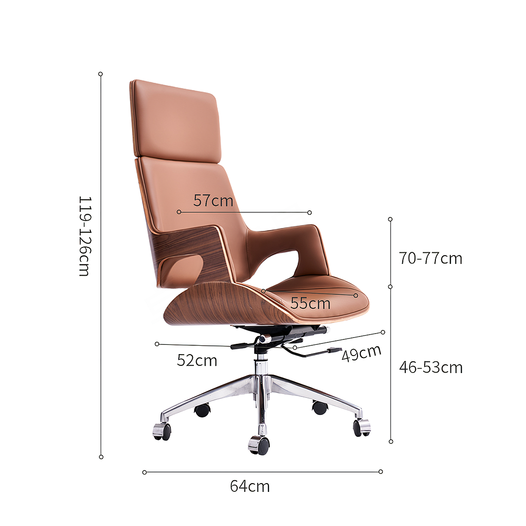 Drake Office Chair, Tan Leather, Reclining & Swivel-Weilai Concept-Weilai Concept