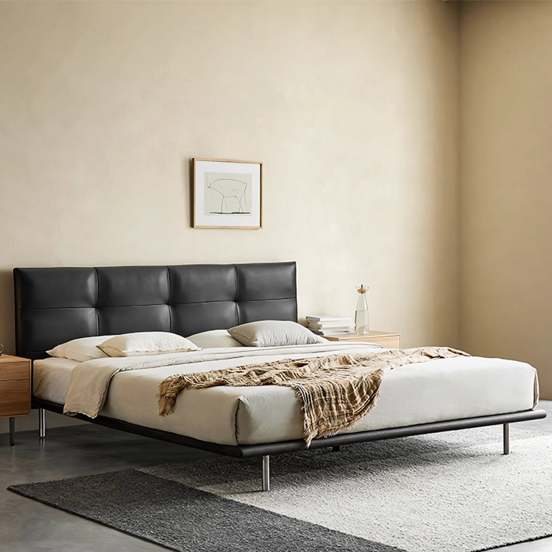 Ines Floating Bed, King Size, Super King Size Bed, Real Leather