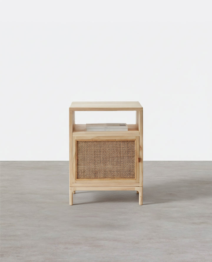 Cane Mini Side Table, Natural Rattan & Ash Esche Wood-Weilai Concept