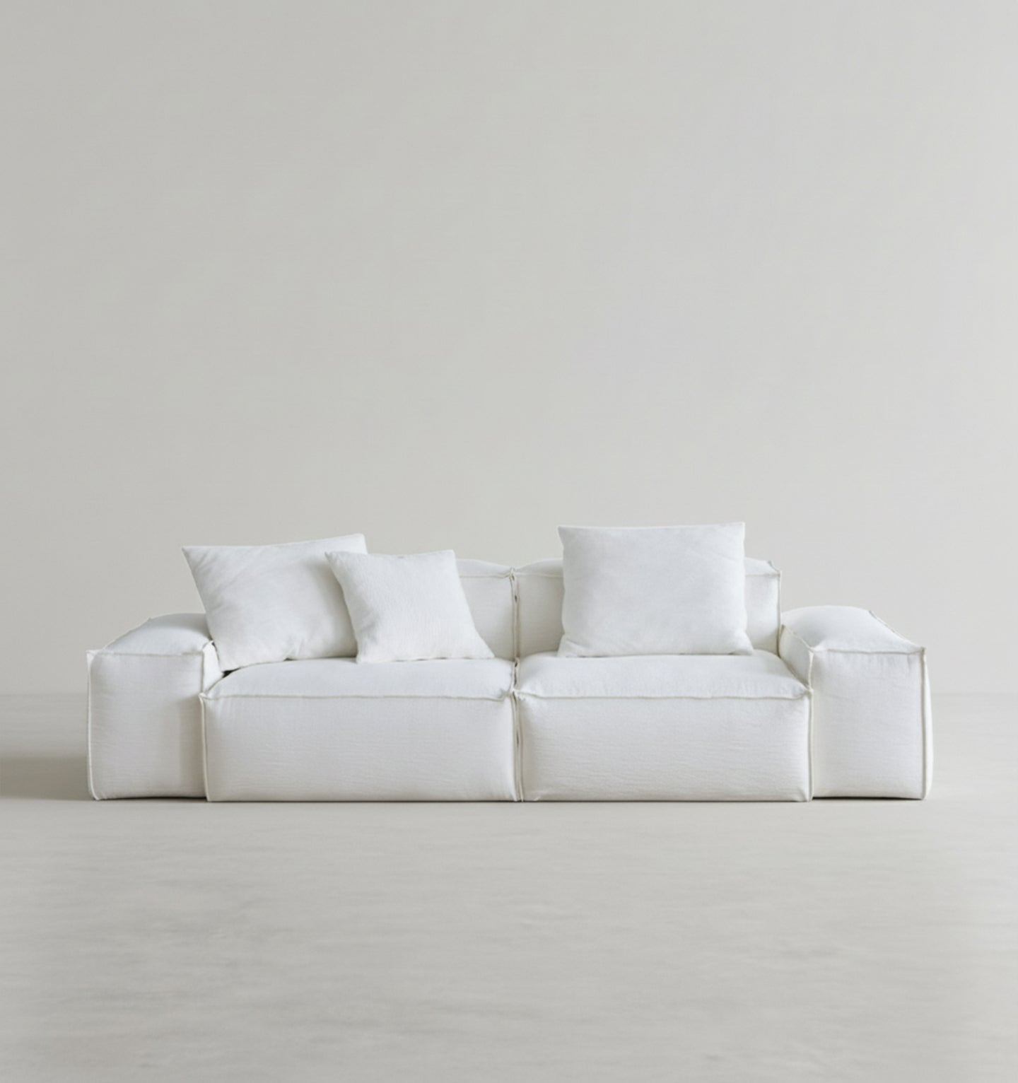 Zaavan Three Seater Sofa, Modular Sofa, White Linen