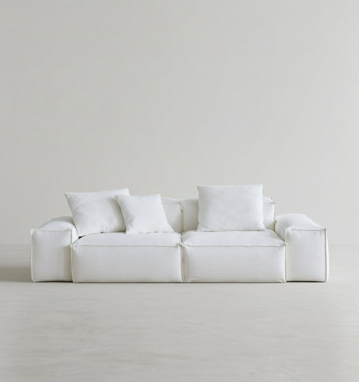Zaavan Three Seater Sofa, Modular Sofa, White Linen - dunelm dining tables