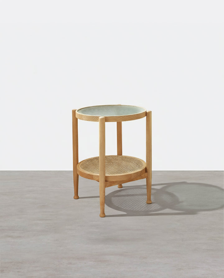 Cement Round Side Table, Glass-Weilai Concept