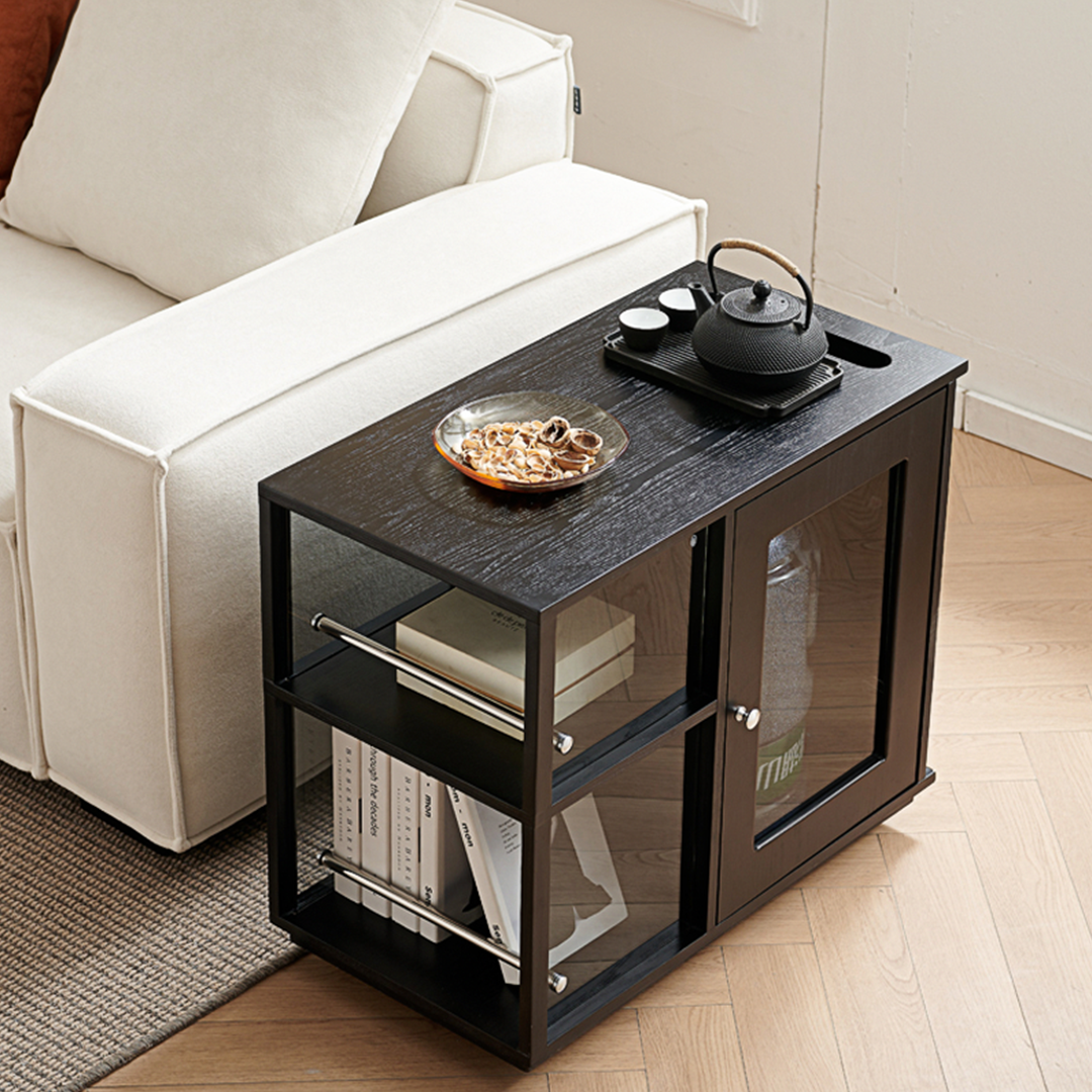 Aglaea Side Table With Storage, Black-Weilai Concept-Weilai Concept